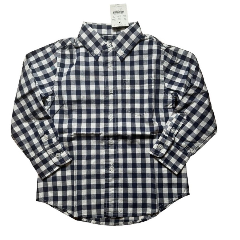 J Crew Button Down Navy Crewcuts Boys Checkered Kids' Navy Long-Sleeve Flex